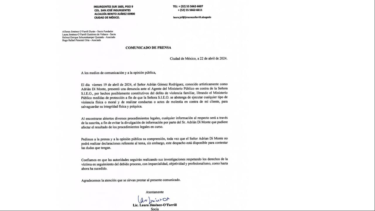 Documento revelado por la defensa de Adrián Di Monte.