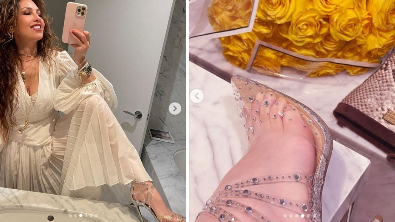 Thalía presume sus zapatillas tipo princesa