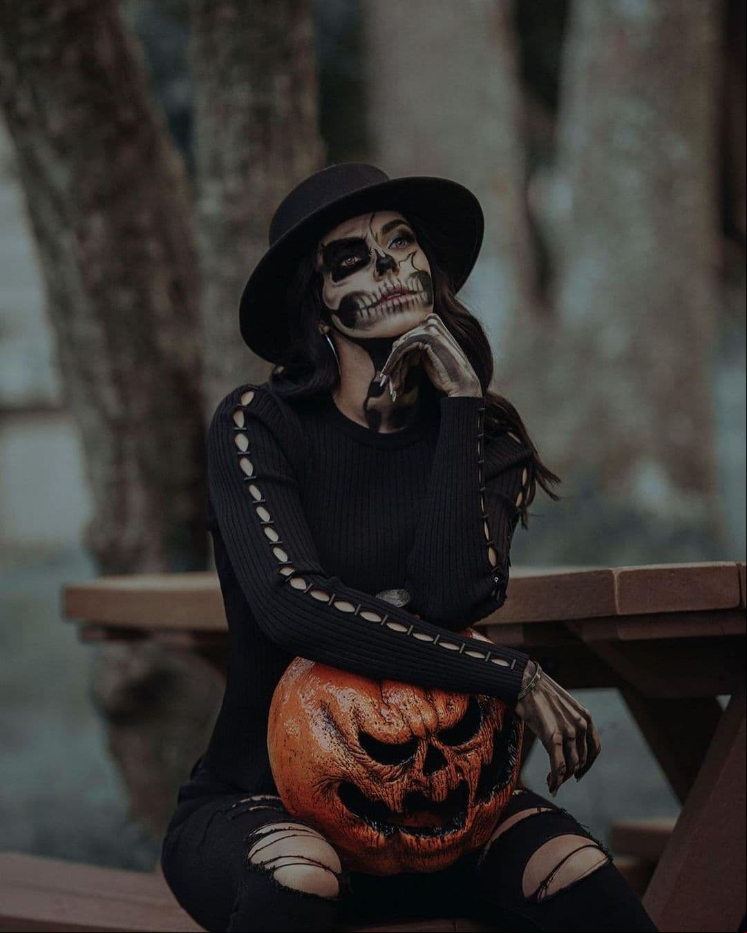 Maquillaje de calavera de mujer