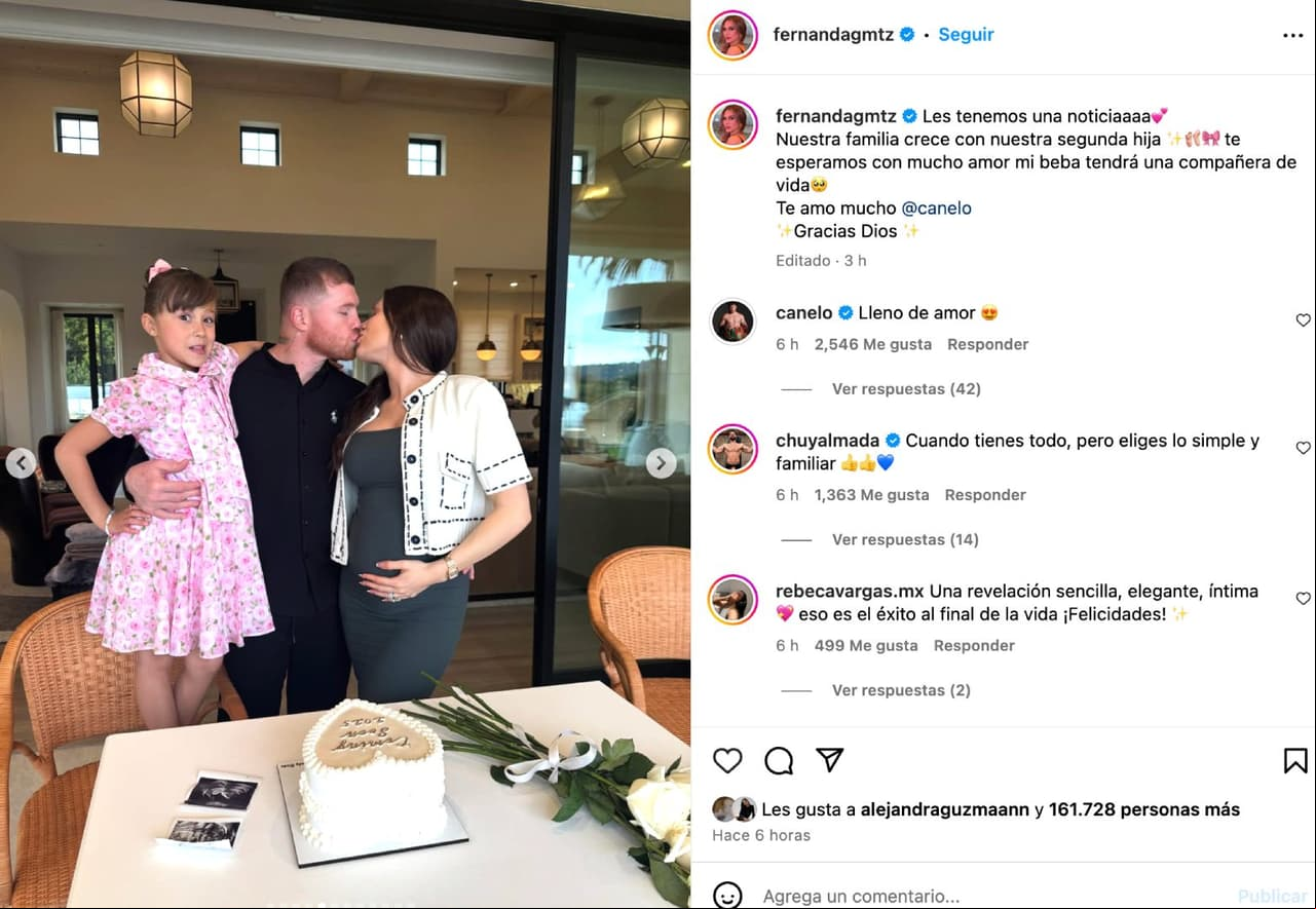 Saúl 'Canelo' Álvarez, su esposa Fernanda Gómez y su hija María Fernanda.