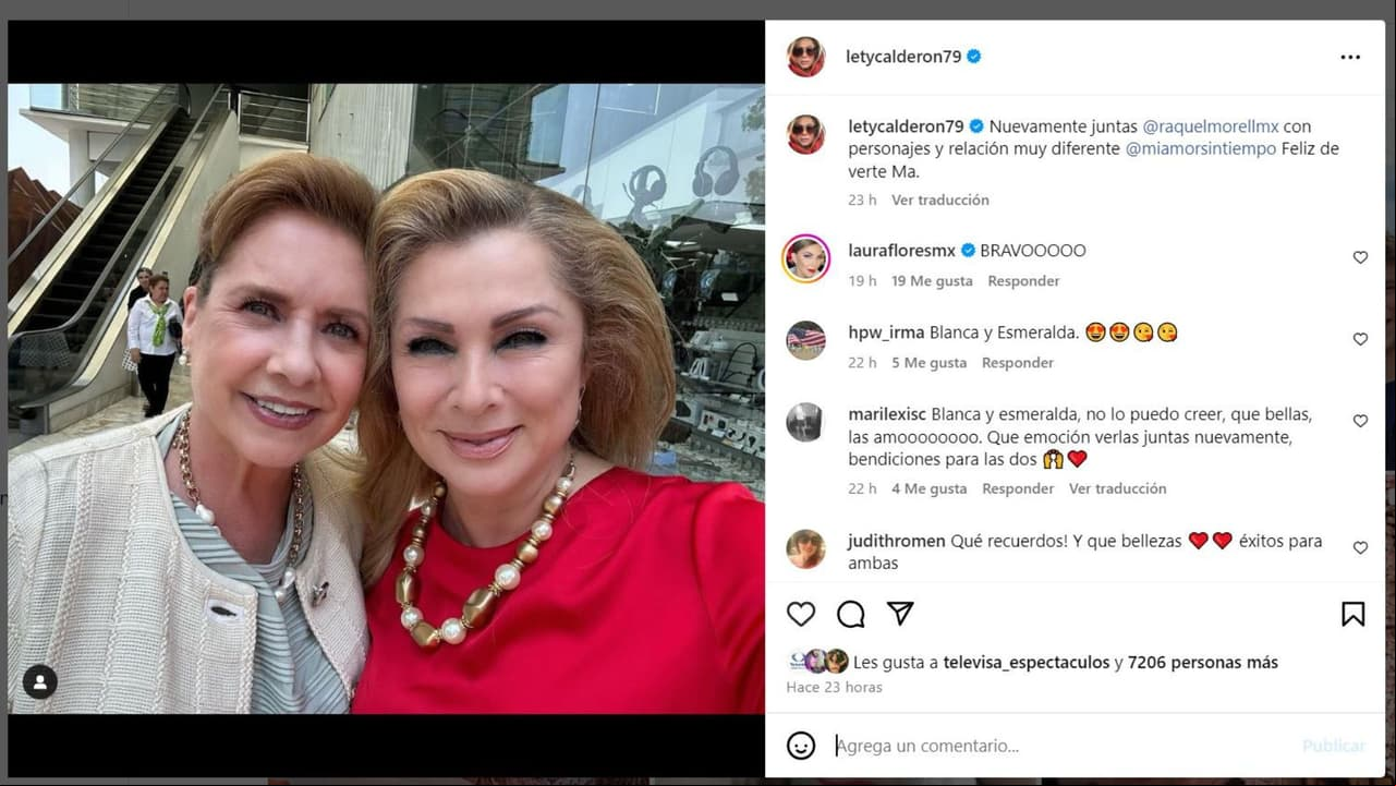 Lety Calderón se reencuentra con actriz de Esmeralda a casi 30 años del estreno de la telenovela.