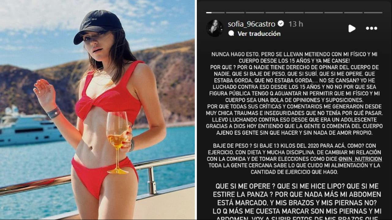 Sofía Castro estalla ante críticas a su cuerpo.