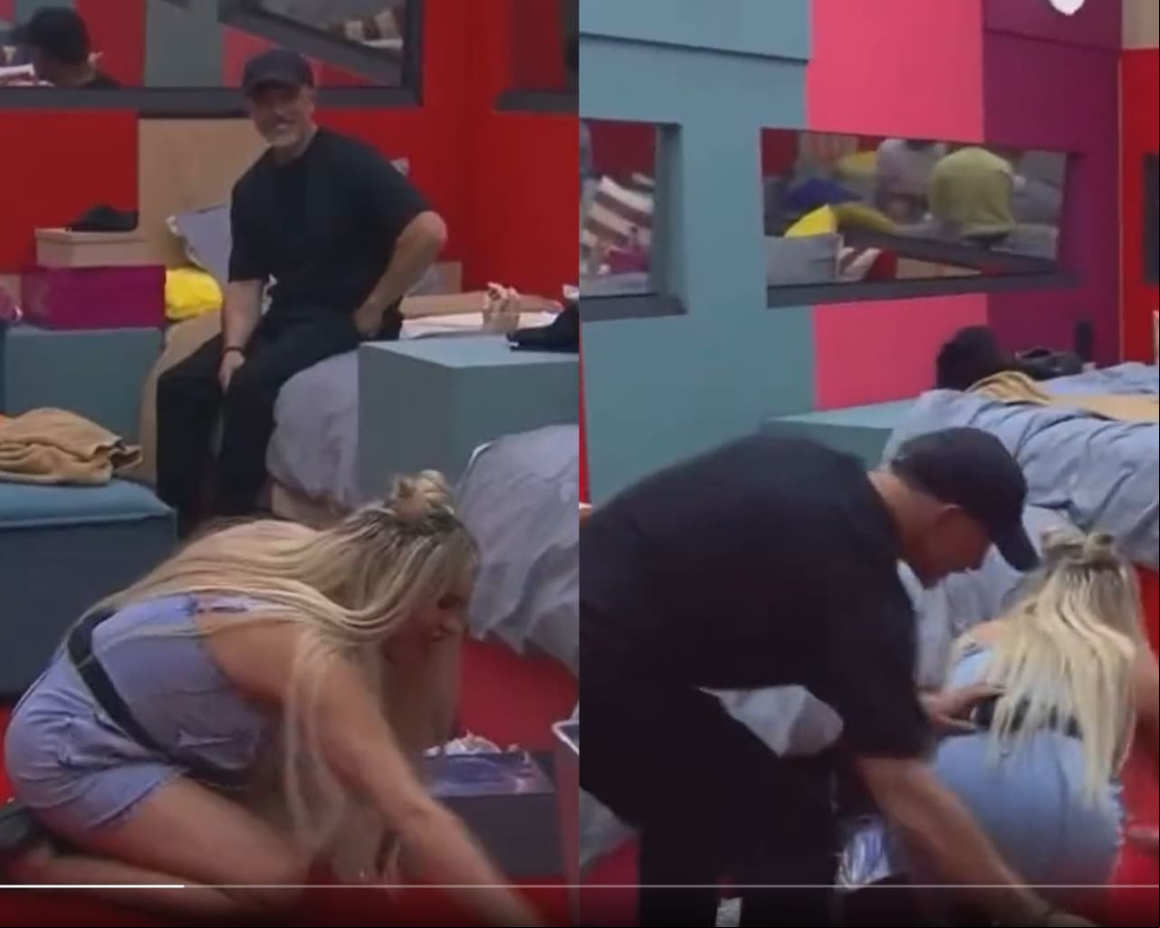 Sergio Mayer le da una nalgada a Wendy Guevara.