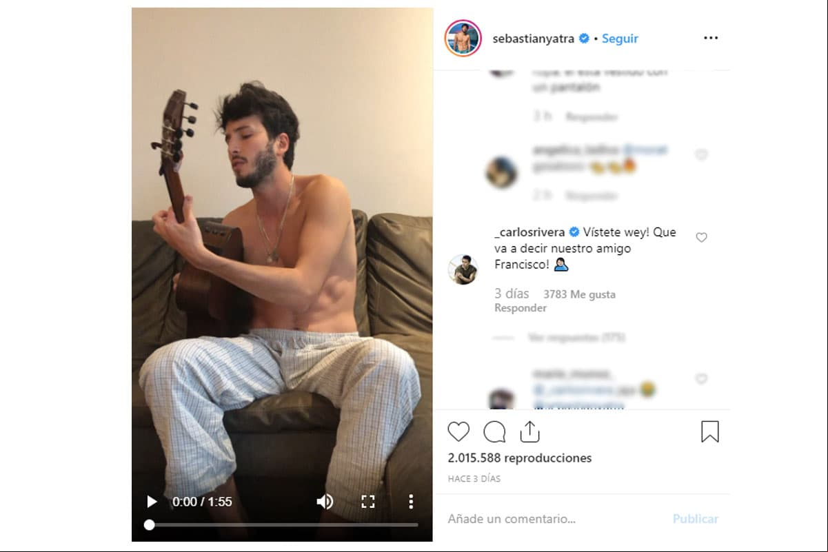 Sebastián Yatra causó revuelo por apoyar comentario de Carlos Rivera