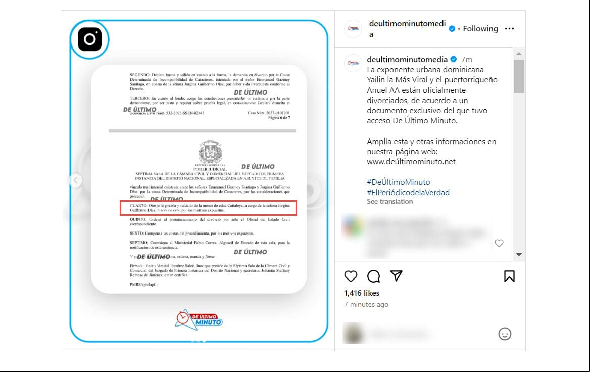 Cattleya se queda bajo la custodia de Yailin La Más Viral