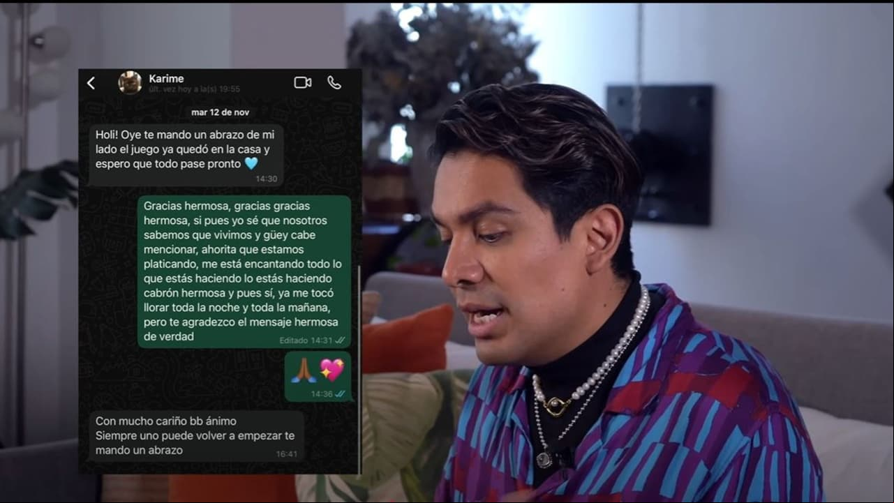 Ricardo Peralta muestra mensaje de apoyo que le mandó Karime tras el abucheo que sufrió en la alfombra amarilla de 'Wicked'