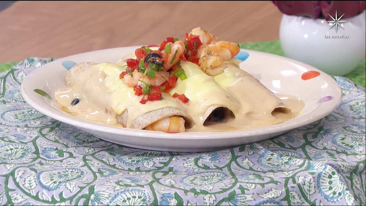 Receta original: Enchiladas de camarón en salsa de coco