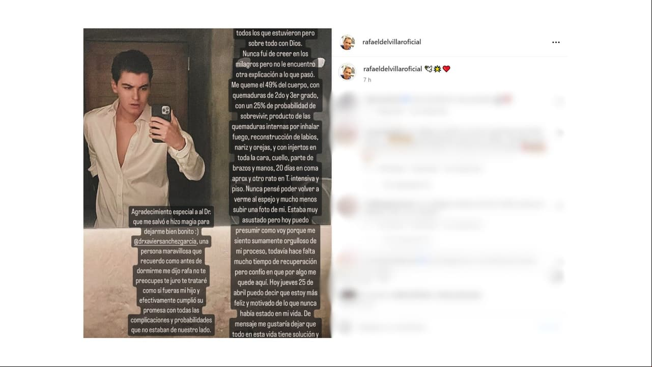 Así luce el hijo del actor Rafael del Villar a tres meses de su accidente.