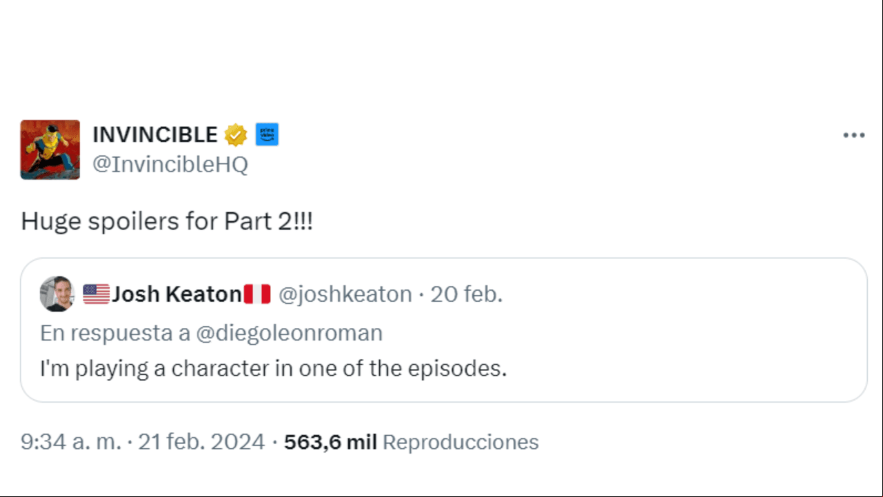 Josh Keaton, actor de doblaje de Peter Parker en la serie animada 'The Spectacular Spider-Man', anunció meses atrás que formaría parte de ‘Invincible’.
