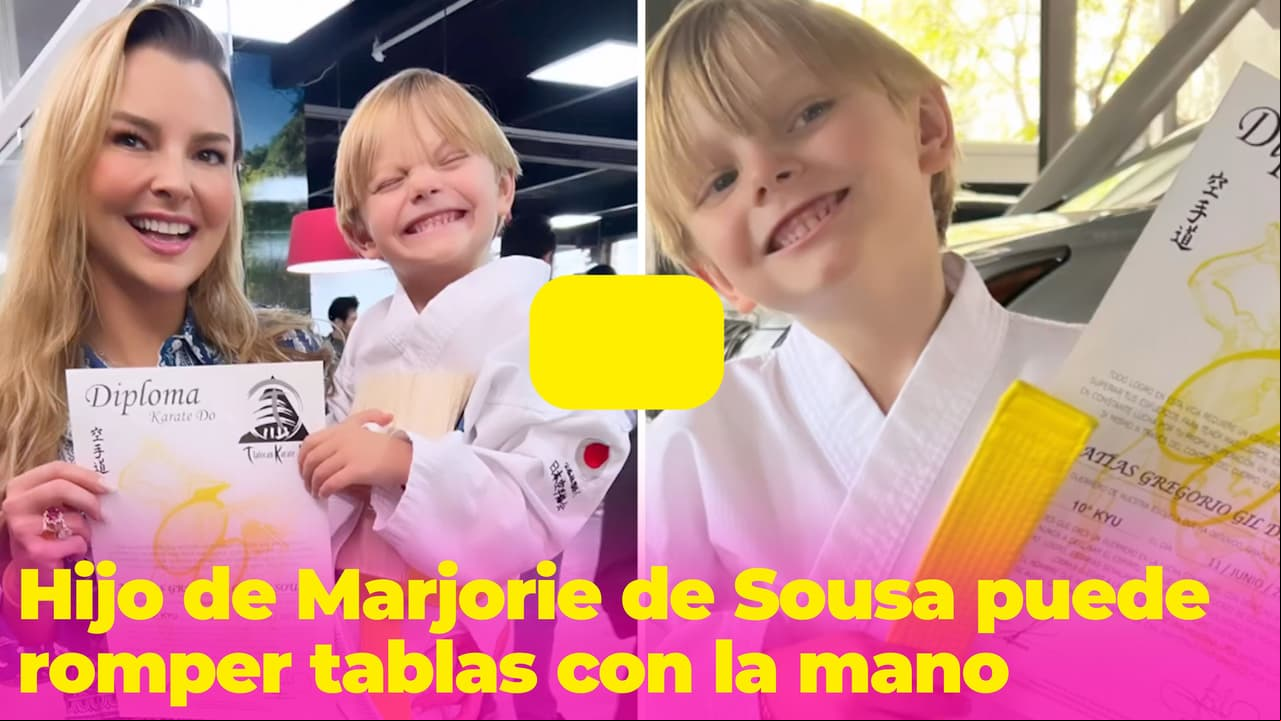 El hijo de Marjorie de Sousa ya rompe tablas con la mano: a sus 6 años es un gran karateka
