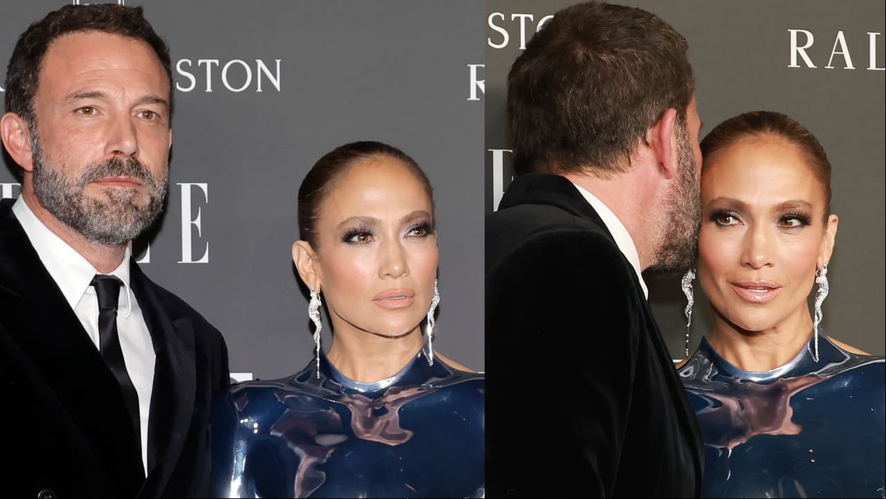 JLo aparece con revelador vestido futurista: enseña de más y besa a Ben Affleck