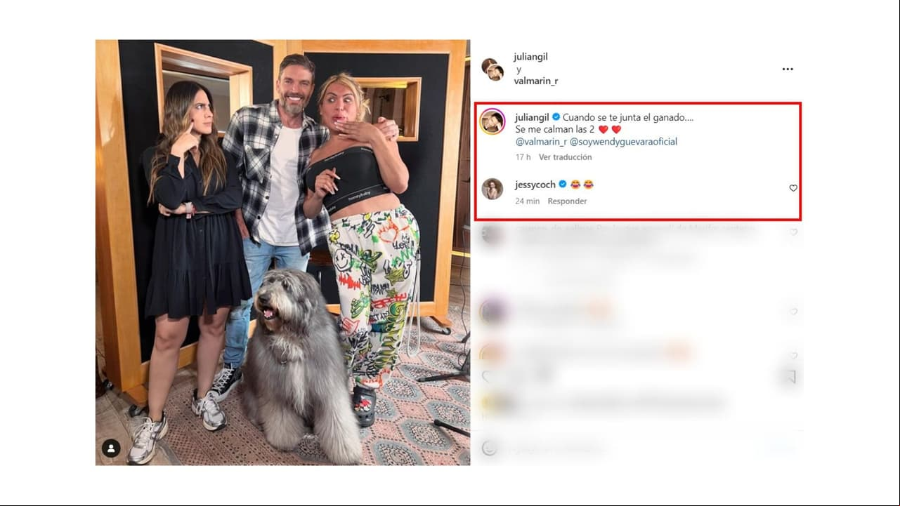 Julián Gil juntó a Wendy (su novia en la ficción) y a Valeria Marín (su prometida) en una fotografía.