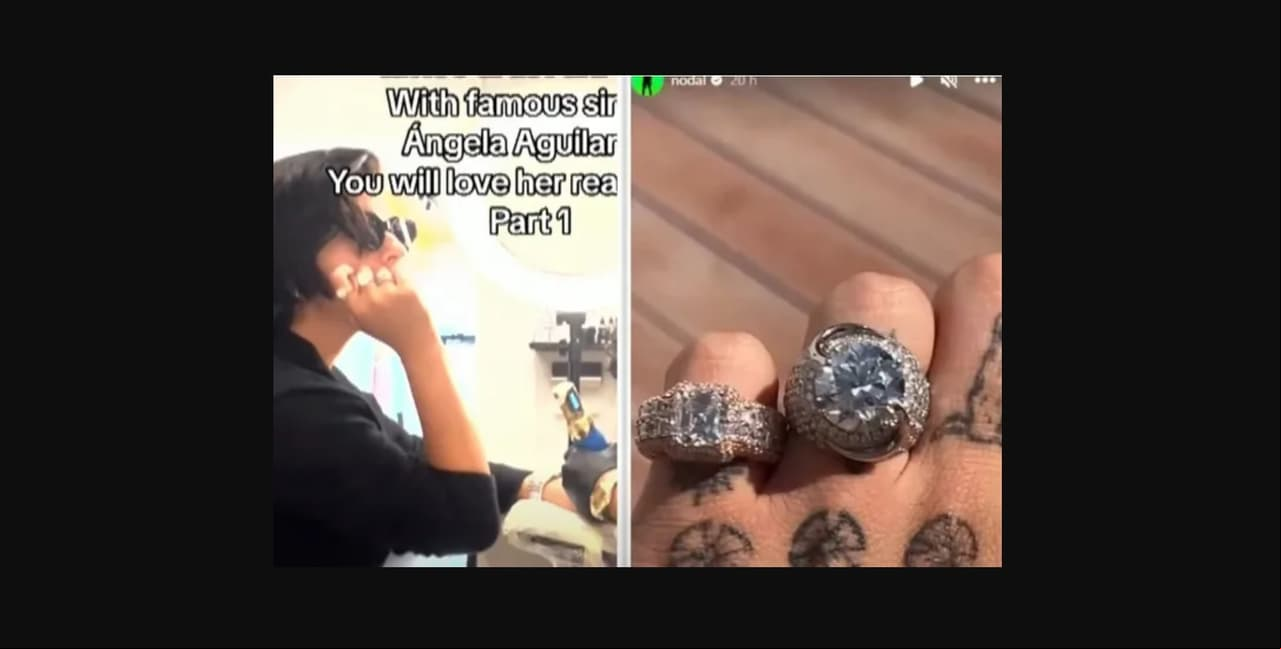 Ángela Aguilar luce anillos de Christian Nodal